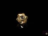 a close up of a gold ring with a flower on it