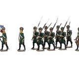de nombreuses figurines représentant des hommes en uniforme tenant des drapeaux