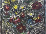 une peinture de fleurs dans un vase sur une table