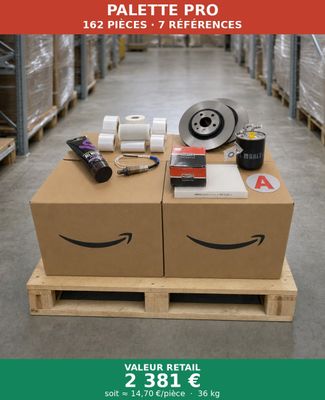 a box with some kind of items on it in a warehouse
