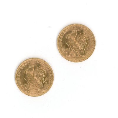 deux pièces d'or sur une surface blanche