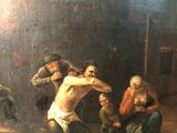 une peinture représentant un groupe de personnes dans une pièce