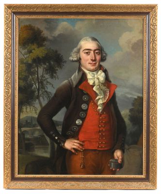 École anglaise début XIXe. Portrait d'homme à la tabatière. …