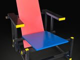 an image of a blue and pink chair on a black background