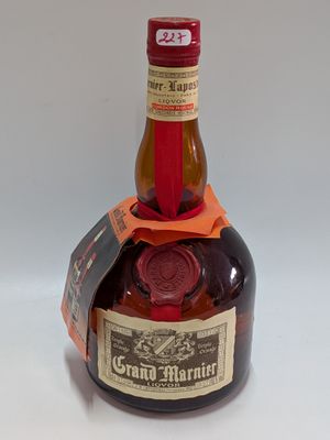 a bottle of liquor that is sitting on a table