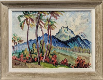 Lucien GIRAUD (XXe) "Vue de montagnes" Acrylique sur toile e…