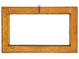 an old wooden picture frame hanging on a white wall