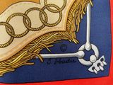 a close up of a tie with a design on it