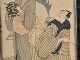 painting of a woman in a kimono dress holding a flower