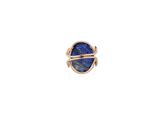 a close up of a gold ring with a lapis stone