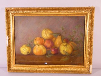 a picture of a painting of fruit on a table