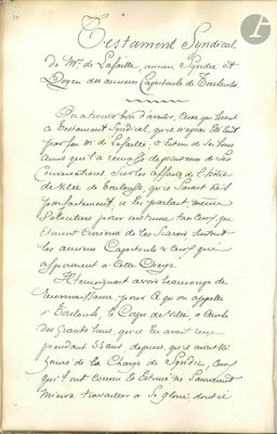 TOULOUSE. Copie fin XIXe s. du Testament syndical de Germain…