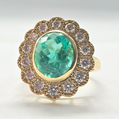 Bague EN OR Jaune Sertie D'Une Emeraude EN Son Centre (2,61 …