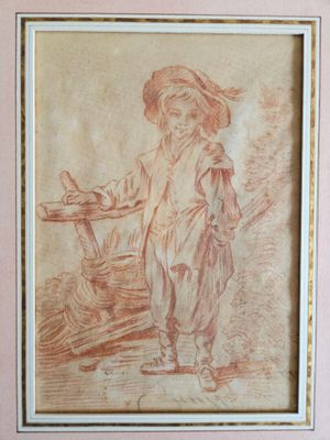 une image représentant un dessin d'un homme portant un chapeau et une canne
