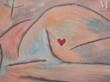 a painting of a woman with a red heart on her chest
