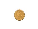 a gold coin with a woman on it on a white background