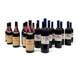 plusieurs bouteilles de vin sont alignées sur une surface blanche