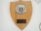 a plaque on the wall with a medal on it