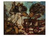 an image of a painting of a woman on a motorcycle