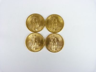 4 pièces de 20 dollars Saint Godens, 1908
