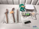 many items that are sitting on a white table