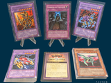 six cards of different types are displayed on a blue background
