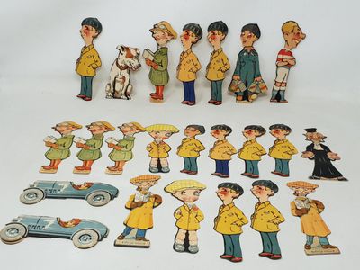 23 personnages mobiles en carton imprimé, (dont 1 chien et 2…