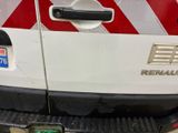 a white van with a red and white stripe on it