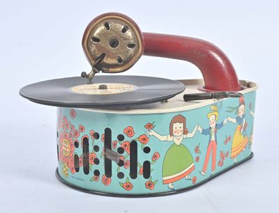 un tourne-disque à l'ancienne muni d'une horloge