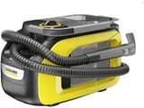 un aspirateur jaune et noir sur fond blanc