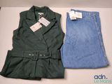 two pieces of clothing sitting on a table next to each other