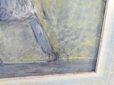 une photo d'un tableau représentant une femme marchant dans la rue