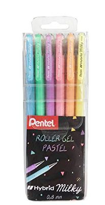 Lot de 6 - PENTEL - Stylos rollers gel Hybrid Milky - Pointe…