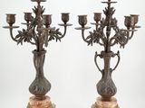 paire de candélabres en bronze et en marbre