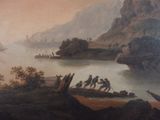 a painting of a group of people on a boat in the water