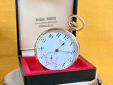 a pocket watch sitting in a box on a tree stump