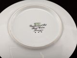 a white plate with a black and white design on it