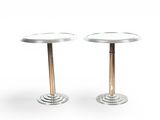 pair of silver side tables with gold legs