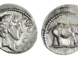 an image of a silver coin with an image of a man and a horse