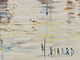 a painting of a group of boats floating in the water