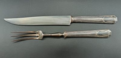 Service à découper en argent fourré, lame métal.