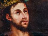 a painting of a man wearing a crown and holding a sword