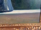 a picture of a painting of a vase with flowers in it