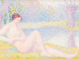 une image représentant un tableau où l'on voit une femme nue assise dans l'herbe
