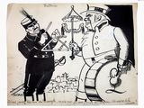 drawing of a cartoon of a man in a top hat and a man in a top hat