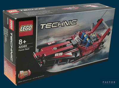 a box of lego technics on a blue background