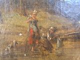 a painting of a man and a woman in a field
