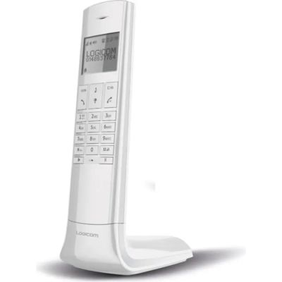 une photo d'un téléphone portable blanc posé sur un support