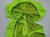 neon green dog hoodie with hoodie attached to it ' s chest