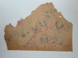 a drawing of a group of people on a piece of paper